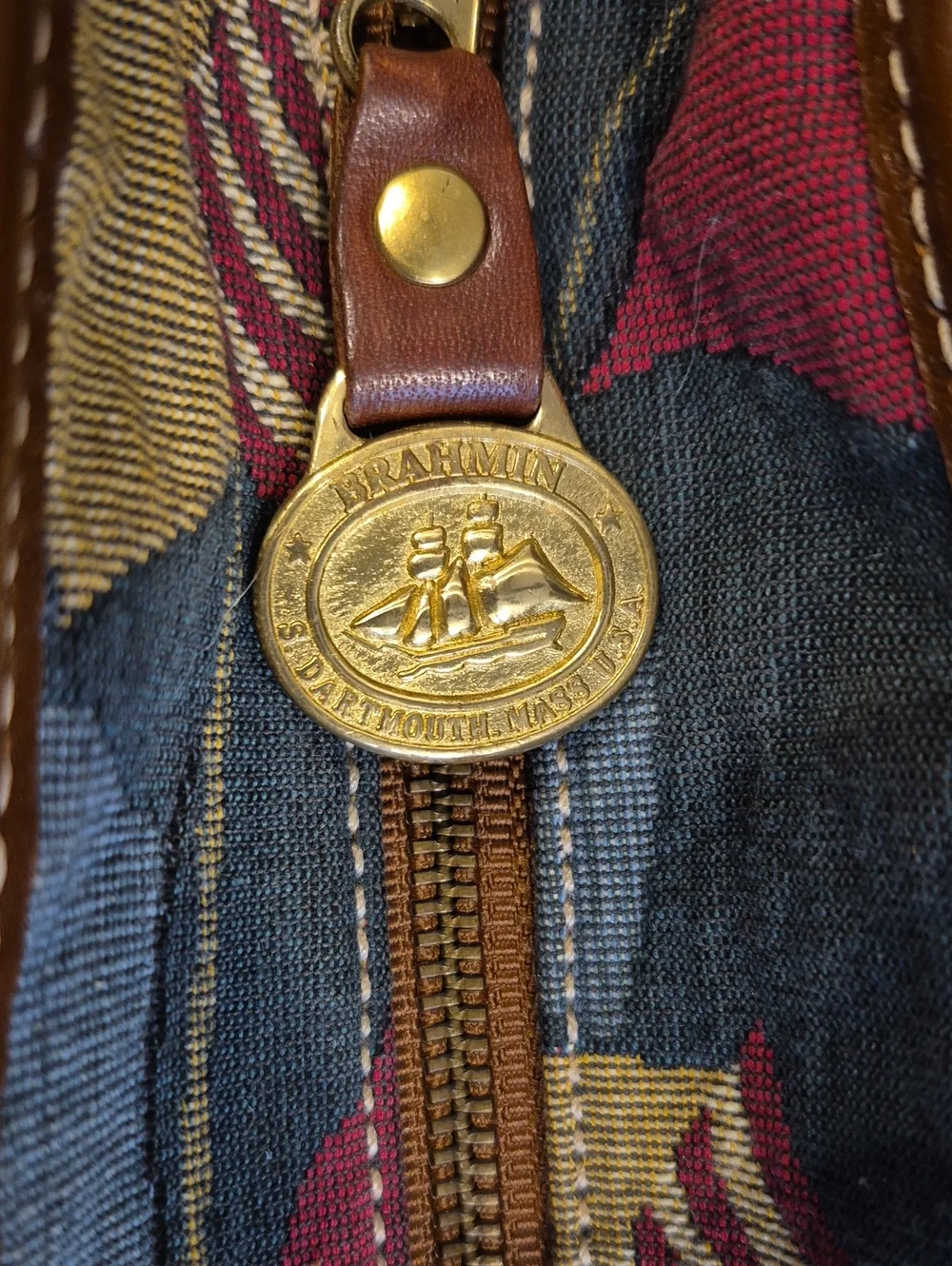 Vintage Brahmin Large Flag Tote / Purse